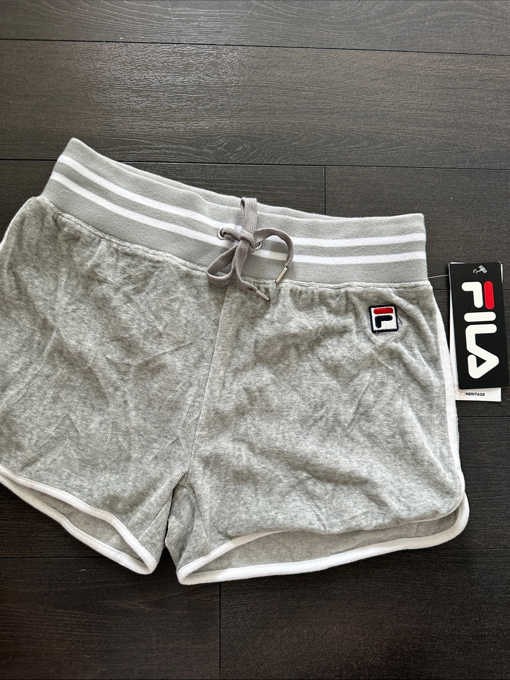 NWT FILA Women’s Gray velour Drawstring Shorts